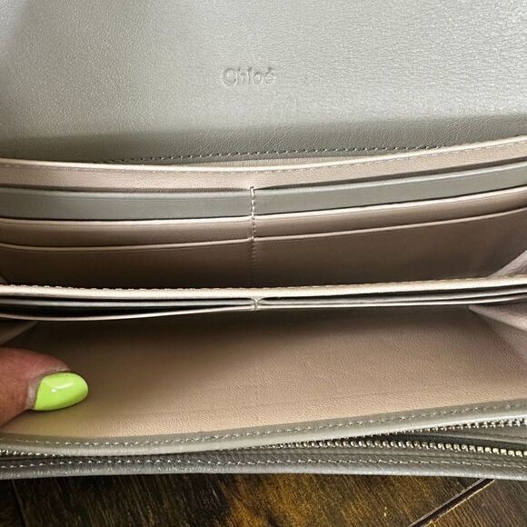 Chloe Indy Long Wallet With Flap Gray Leather‎ - Picture 14 of 16